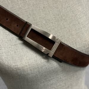 Salvatore Ferragamo Italian Suede Leather Silver Buckle Men’s Belt Size 36
